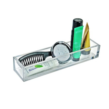 Azar Displays Deluxe Clear Acrylic Narrow Slim Tray Organizer for Desk or Counter, 2PK 556202-GS-2PK